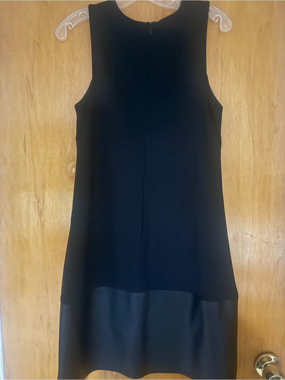Bar III black shift dress with faux leather bottom